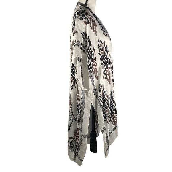 Rachel Rachel Roy long duster kimono kaftan coverup neutral print lightweight OS - Picture 2 of 10
